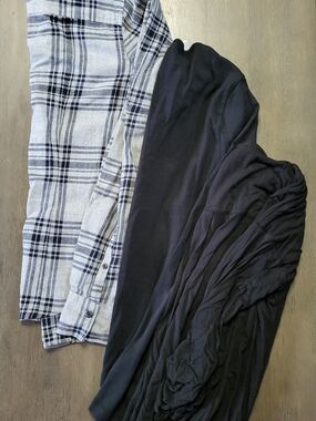 Brooks Brothers Plaid Long Sleeve, Kotn Long Sleeve, And Reitmans Cardigan, XS
